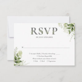 Greenery Floral Typografy Wedding RSVP Karte