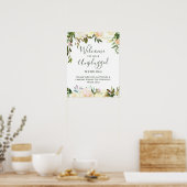 Greenery Floral Unplugged Wedding Ceremony Sign Poster (Küche)