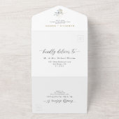 Greenery Floral Watercolor Wedding All In One Einladung (Außenbereich)