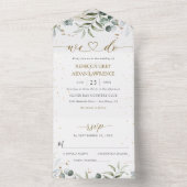 Greenery Floral Watercolor Wedding All In One Einladung (Innen Boden)
