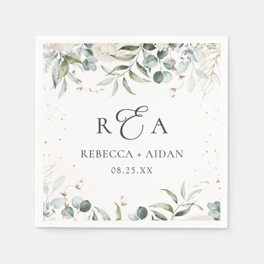 Greenery Floral Watercolor Wedding Serviette (Vorderseite)