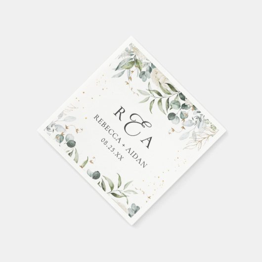Greenery Floral Watercolor Wedding Serviette (Ecke)