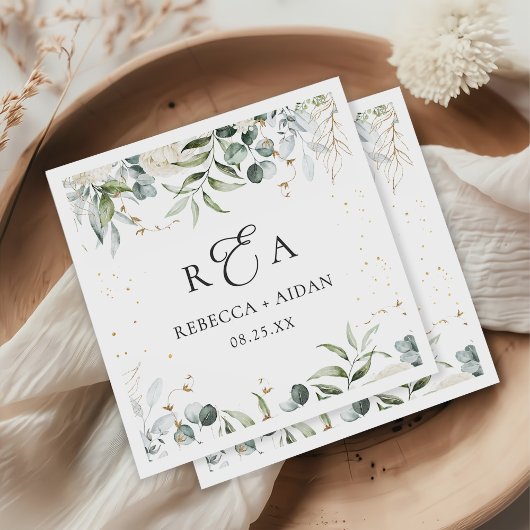 Greenery Floral Watercolor Wedding Serviette