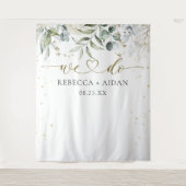Greenery Floral Watercolor Wedding Wandteppich (Vorderseite)