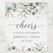 Greenery Floral Watercolor Wedding Weinetikett (Einzelnes Label)