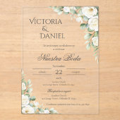 Greenery Floral wedding Acryl invitation Spanish Acryleinladungen (Vorderseite)