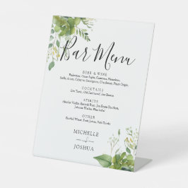 Greenery Floral Wedding Bar Menu Sockelschild