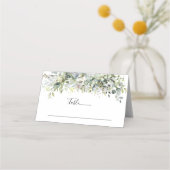 Greenery Floral Wedding Folded Platzkarte (Vorderseite)