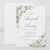 Greenery Floral Wedding Invitation Background Einladung (Vorne/Hinten)