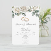 Greenery floral Wedding invitation Einladung (Stehend Vorderseite)