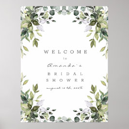 Greenery Floral Welcome Brautparty Sign Poster