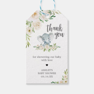 Greenery Floral White Elephant Gefallen Tags Geschenkanhänger