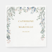 Greenery Floral Wildblumen Gold Wedding Serviette (Vorderseite)