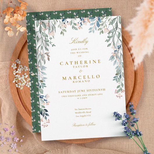 Greenery Floral Wildblumen Wedding Einladung