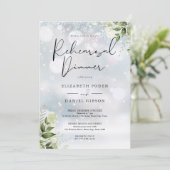 Greenery Floral Winter Probe Dinner Einladung (Stehend Vorderseite)