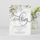 Greenery Floral Wreath Aquarellkalligraphie Einladung (Stehend Vorderseite)