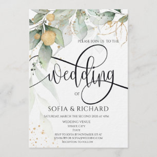 Greenery Floral Wreath Aquarellkalligraphie Einladung