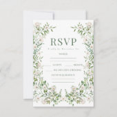 Greenery floral wreath botanical garden wedding RSVP karte (Vorderseite)