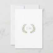 Greenery floral wreath botanical garden wedding RSVP karte (Rückseite)