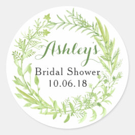 Greenery Floral Wreath Brautparty Vielen Dank Runder Aufkleber