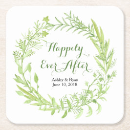 Greenery Floral Wreath Wedding Rechteckiger Pappuntersetzer