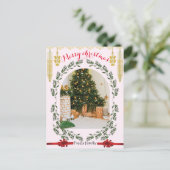 Greenery Foliage arch Foto Trendy fröhliche Weihna Postkarte (Stehend Vorderseite)