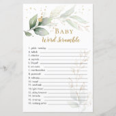 Greenery Foliage Baby Word Scramble Paper Sheet (Vorderseite)