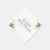Greenery Foliage Boy Dusty Blue Baby Dusche Serviette (Ecke)