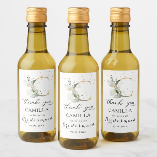 Greenery Foliage Bridesmaid Brief C Danke Weinetikett (Flaschen)