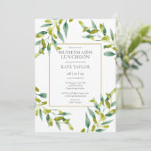 Greenery Foliage Bridesmaids Luncheon Einladung (Stehend Vorderseite)