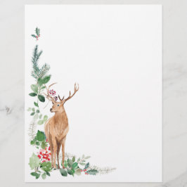 Greenery Foliage Christmas Deer Letterhead Briefbogen