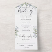 Greenery Foliage Elegante Script Wedding All In One Einladung (Innen Boden)