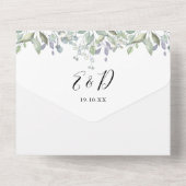 Greenery Foliage Elegante Script Wedding All In One Einladung (Rückseite)