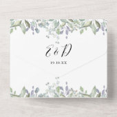Greenery Foliage Elegantes Skript QR Code Wedding All In One Einladung (Rückseite)