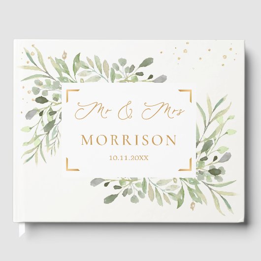Greenery Foliage Eucalyptus Blätter Wedding Gästebuch (Vorderseite)