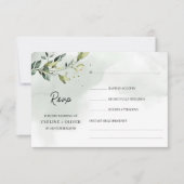 Greenery foliage eucalyptus leaves boho wedding RSVP karte (Vorderseite)
