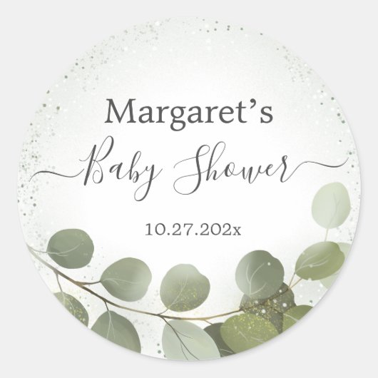 Greenery Foliage Eucalyptus Runder Aufkleber (Vorderseite)