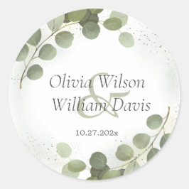 Greenery Foliage Eucalyptus Wedding Runder Aufkleber