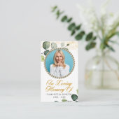 Greenery Foliage Foto Beerdigungskarte Visitenkarte (Stehend Vorderseite)