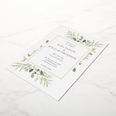 Greenery Foliage Foto Wedding Elegant Gold Folieneinladung (Gedreht)