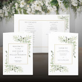 Greenery Foliage Gold Geometric Wedding Programm