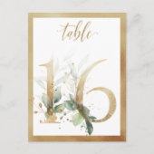 Greenery Foliage Gold Tischnummern, Tabelle 16 Kar Postkarte (Vorderseite)