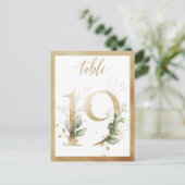 Greenery Foliage Gold Tischnummern, Tabelle 19 Kar Postkarte (Stehend Vorderseite)