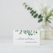 Greenery Foliage Hochzeitsplaner Elegant Moderne Visitenkarte (Stehend Vorderseite)