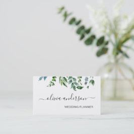 Greenery Foliage Hochzeitsplaner Elegant Moderne Visitenkarte