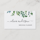 Greenery Foliage Hochzeitsplaner Elegant Moderne Visitenkarte (Vorderseite)