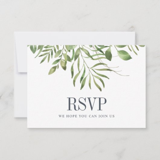 Greenery Foliage Leafy Wedding RSVP (Vorderseite)