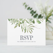 Greenery Foliage Leafy Wedding RSVP (Stehend Vorderseite)