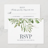 Greenery Foliage Leafy Wedding RSVP Karte (Vorne/Hinten)