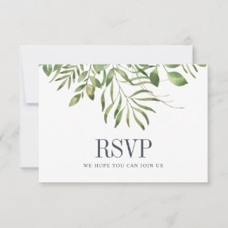 Greenery Foliage Leafy Wedding RSVP Karte